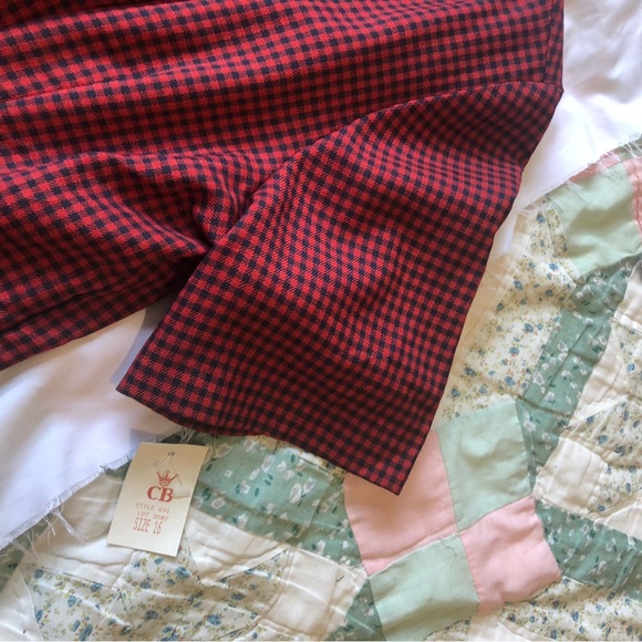 Vintage CB Dress 16 Houndstooth Red/Black Short Sleeves Button Front Bac… - Picture 6 of 11